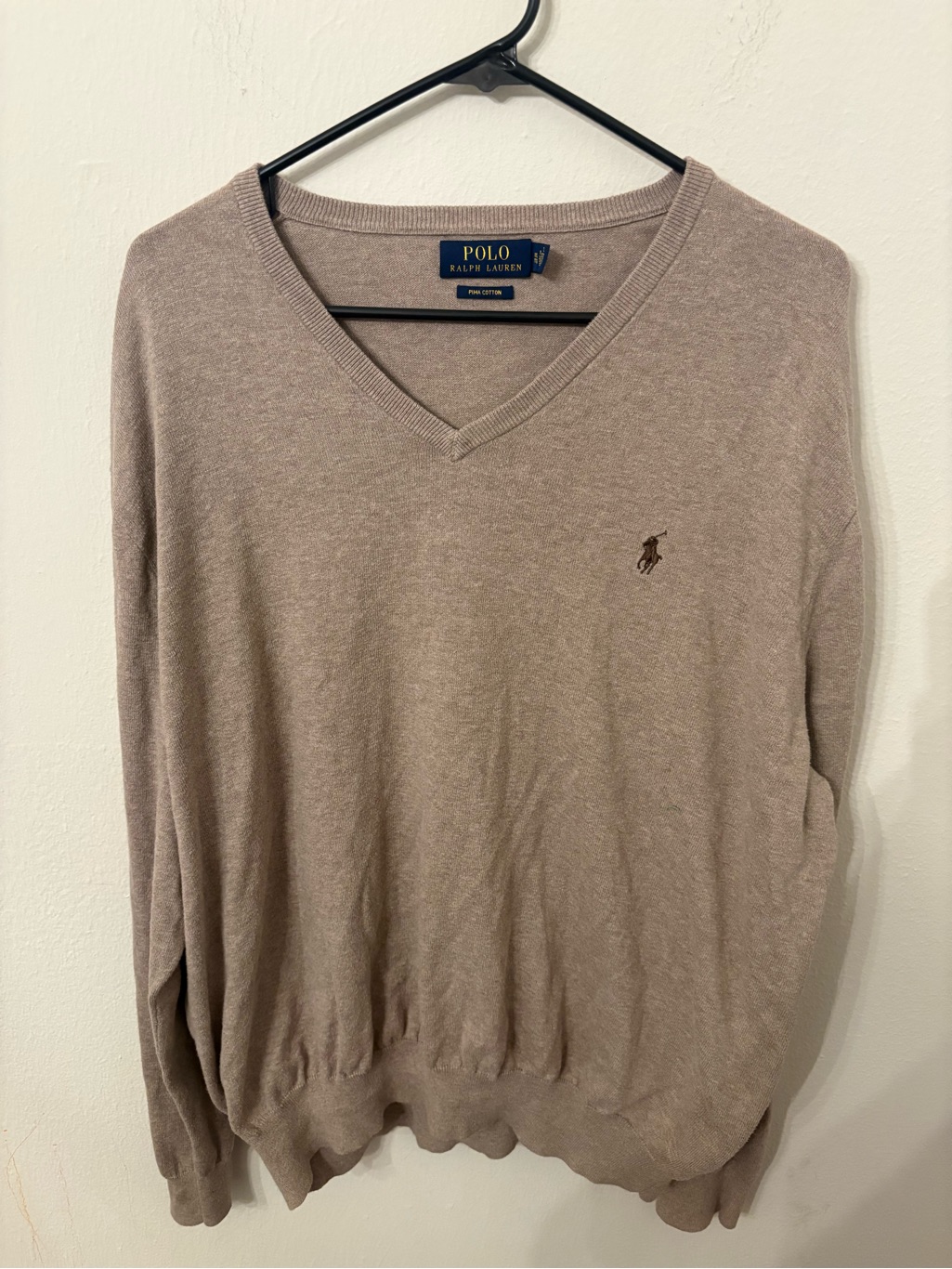 Ralph Lauren V-Neck Sweater In Taupe Brown